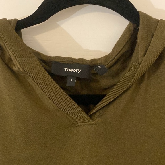 Theory | Easy Rib Hoodie | Olive Green | Size Small - Picture 6 of 8